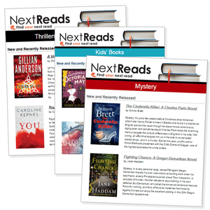 Three sample covers from NextReads newsletters.